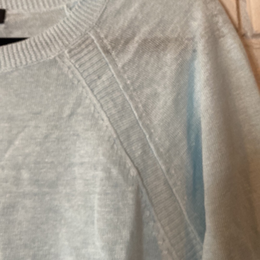 J. Crew baby‎ blue linen 3/4sleeve sweater medium - Picture 3 of 6